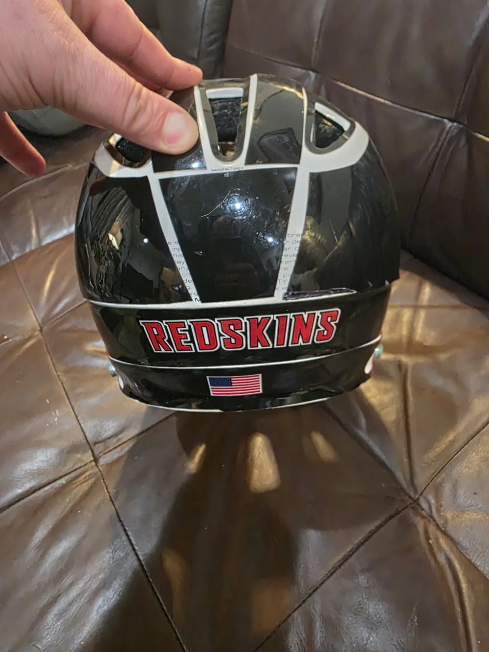 White Red Graphic Lacrosse Helmet with Black Cage